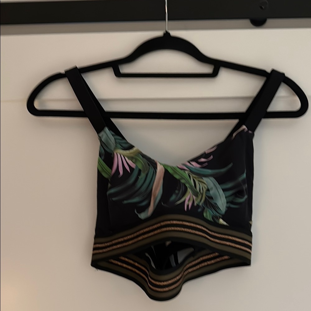 Floral Black Women's Bikini Top